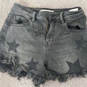 Black denim shorts
